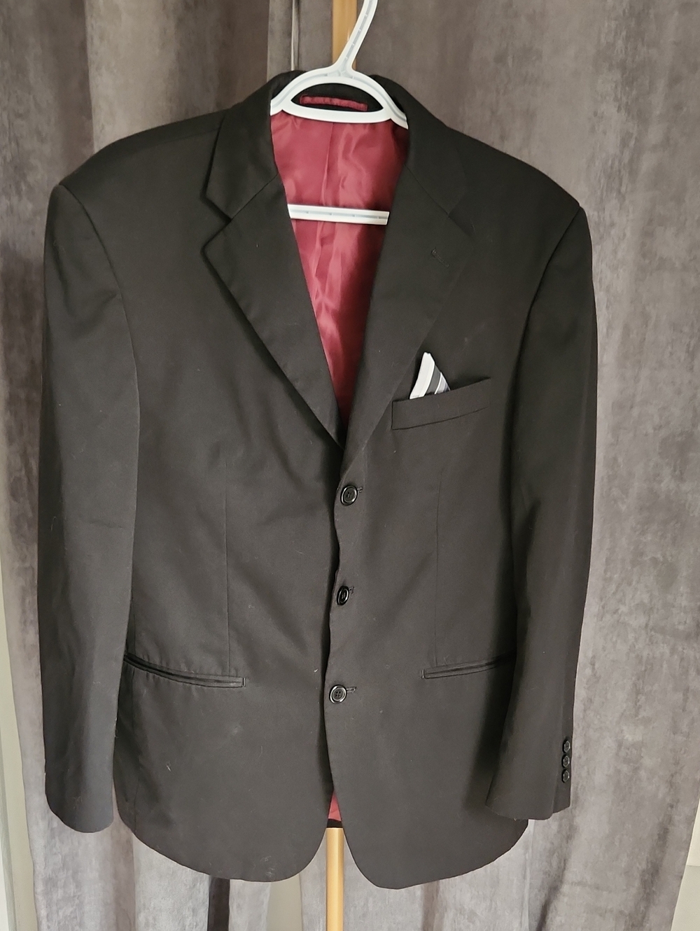 Classic Black Men's Blazer with Red Satin Lining